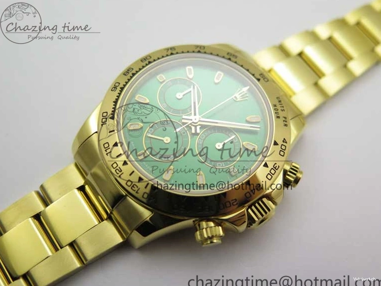 KKF Steel YG Dial Best 904L Edition 1:1 Green Bracelet YG Daytona on A7750 0410